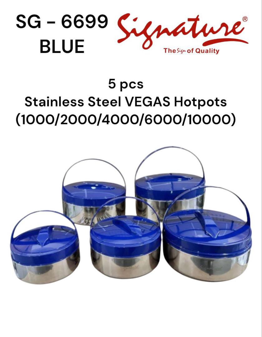 SG-6699 5pcs Vegas Stainless steel Signature hotpots 1000ml, 2000ml, 4000ml, 6000ml and 10000ml