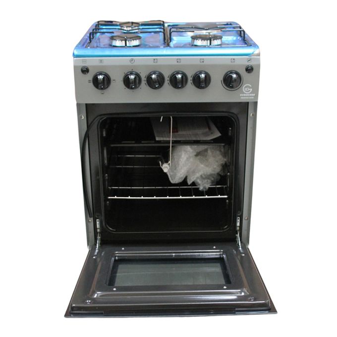 Eurochef Standing Cooker / 3G1E+E OVEN Free Stand Glass Top Cooker,rotisserie Silver, 60L electric oven With Timer Eurochef 3+1 standing gas Cooker 3 Gas Burners 1 electric Hot Plate