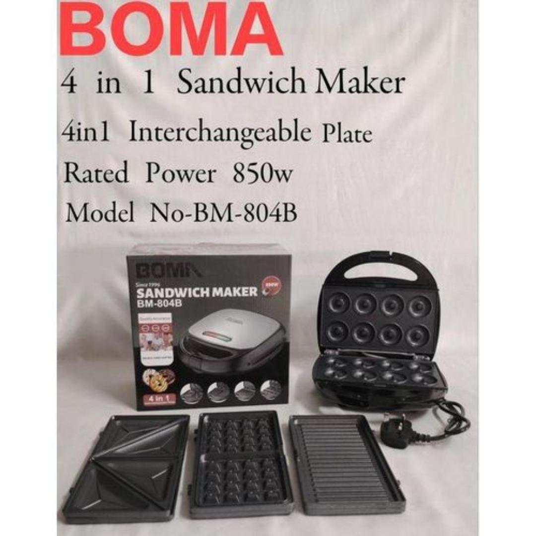 Boma 4 in 1 Sandwich Maker / Toaster with 4 Interchangeable Plates . BM804B Boma 4 in 1sandwich maker 850W