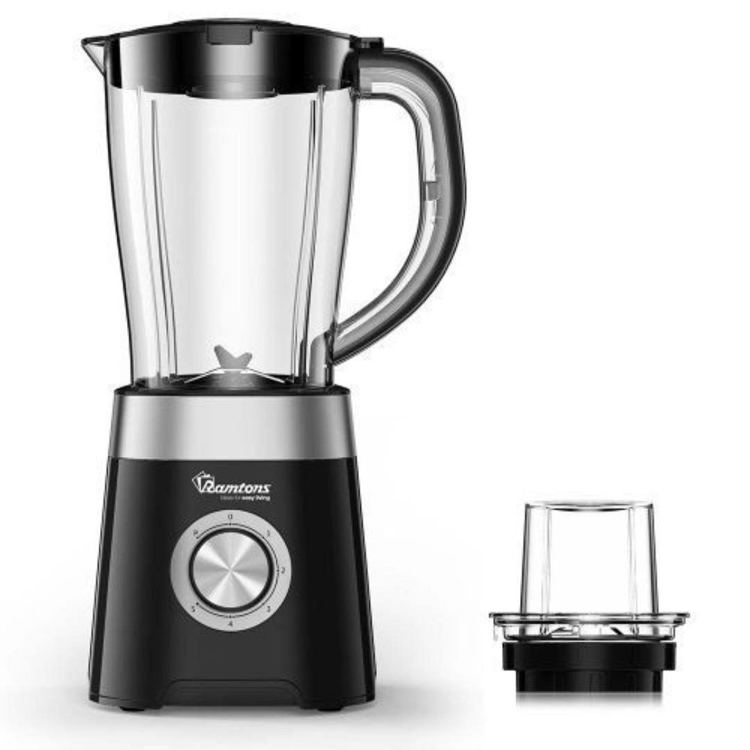 Ramtons RM/673 BLENDER + MILL 1.5 LITERS 5 SPEED  2 in 1 Ramtons blender black (1YR WRTY)