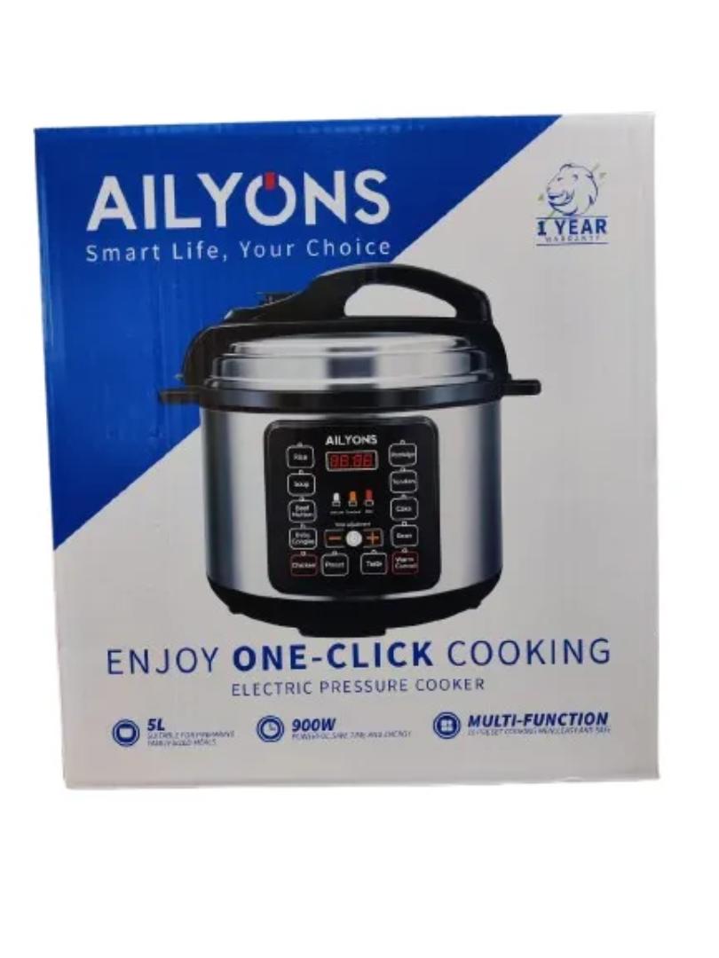 AILYONS LS-A1-5L Automatic Electric Pressure Cooker 5L with 10 preset cooking menus 900W Silver (1YR WRTY)