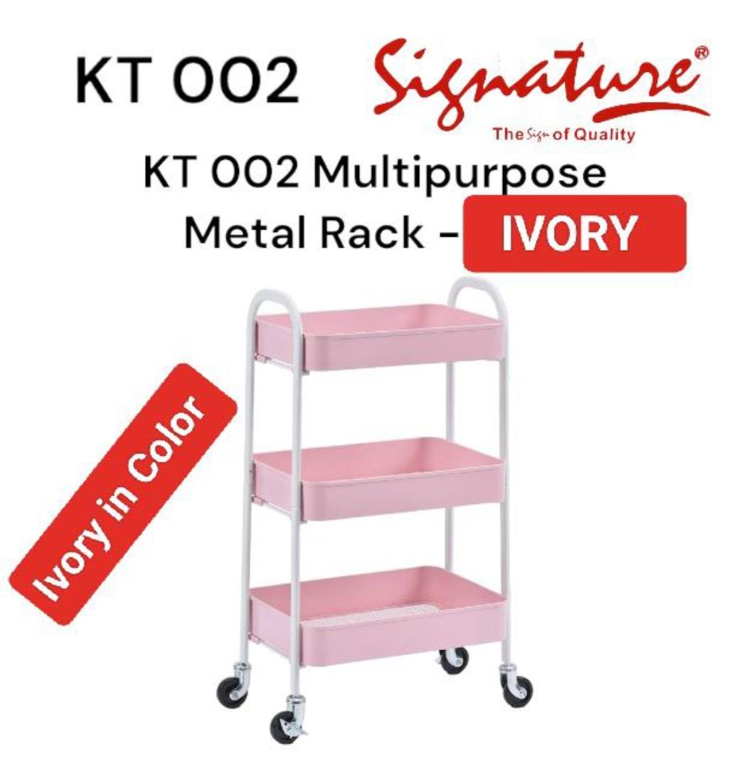 Signature 3 Tier movable Metallic Multi-purpose Utility Rack with with lockable wheels