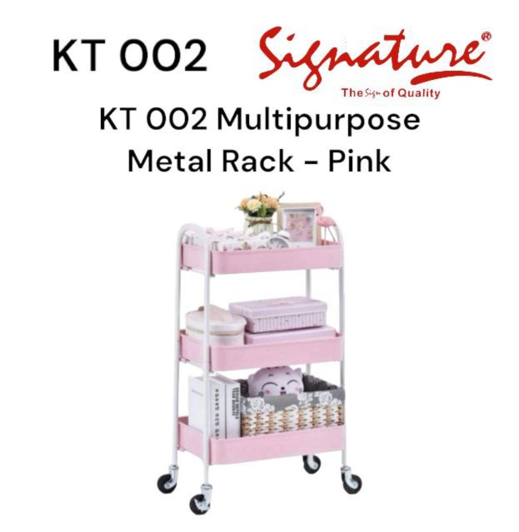 Signature 3 Tier movable Metallic Multi-purpose Utility Rack with with lockable wheels