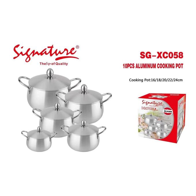 10 pcs signature Aluminum Cooking pots SG-XC-058 with lids for kitchen and dining 16,18,20,22 and 24 cm