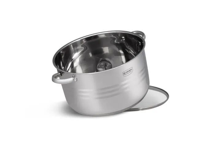Edenberg 14.9L Stainless steel pot casserole with induction base and glass lid 32cm diameter suitable for all types of cooking and serving
