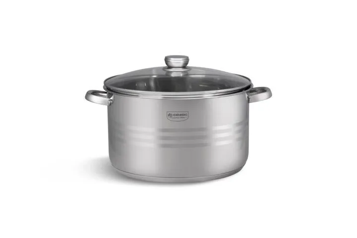 Edenberg 14.9L Stainless steel pot casserole with induction base and glass lid 32cm diameter suitable for all types of cooking and serving