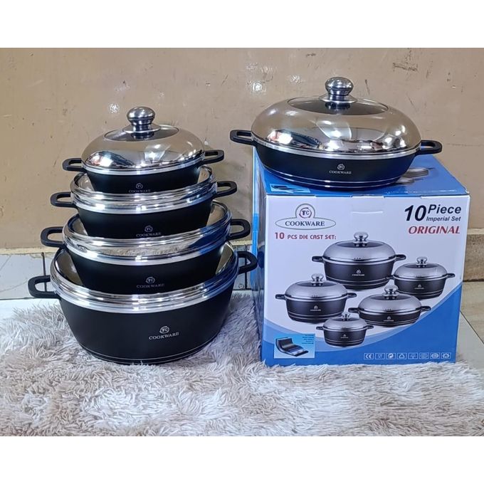 TC 10-Piece Nonstick Cookware Imperial Set – Heavy-Duty, Elegant & Scratch-Resistant Pots