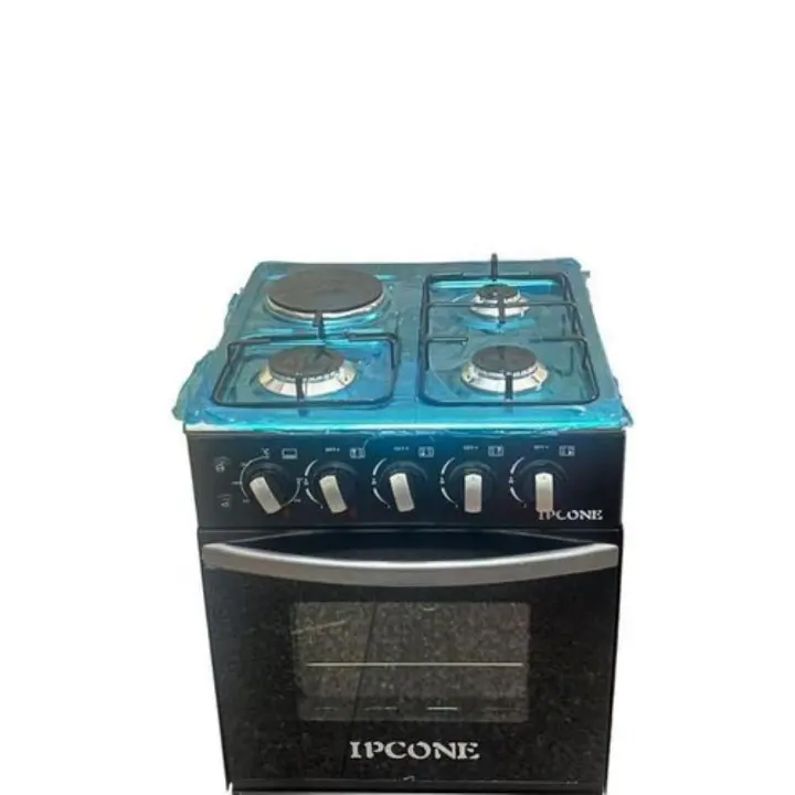 Ipcone 3+1 Standing gas cooker with electric oven and glass lid cover 50X55 with 1000W electric hot plate black
