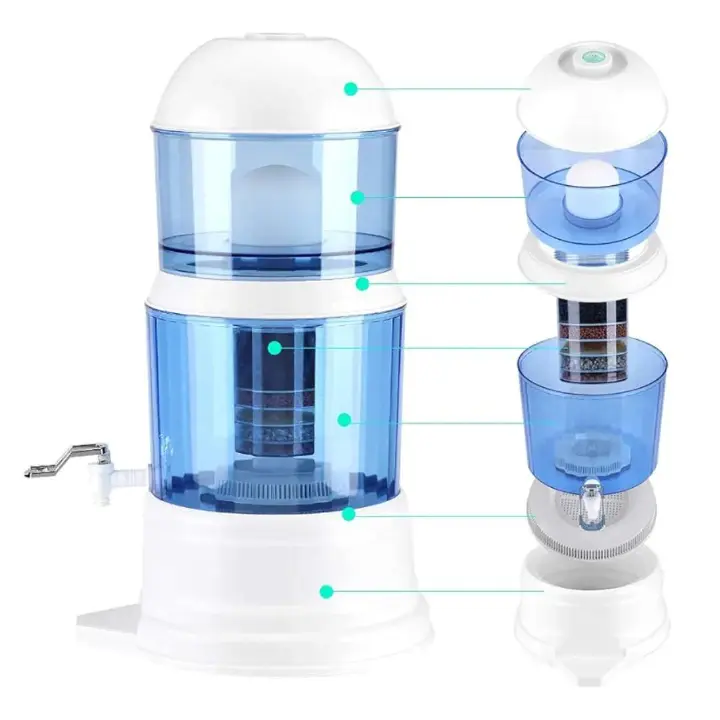 Korea King 16L table top water filter purifier and dispenser with carbon cartridge and a tap