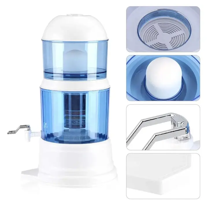 Korea King 16L table top water filter purifier and dispenser with carbon cartridge and a tap
