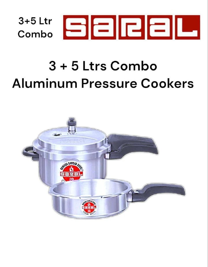 Signature Saral 2pcs combo Aluminium pressure cookers 3L+5L set explosion proof insulated handle