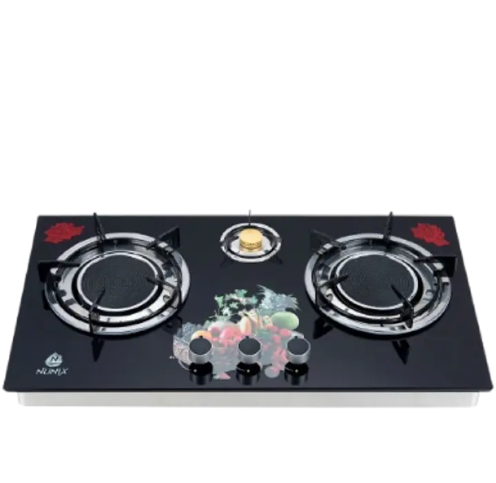 Nunix infrared 3 burner gas stove cooktop with glass tampered with low gas consumption GP-007/004