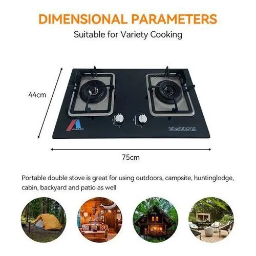 Amaze 2 Burner table top gas cooker hob AM-8802B glass tampered 2 burner gas cooktop hob with auto ignition