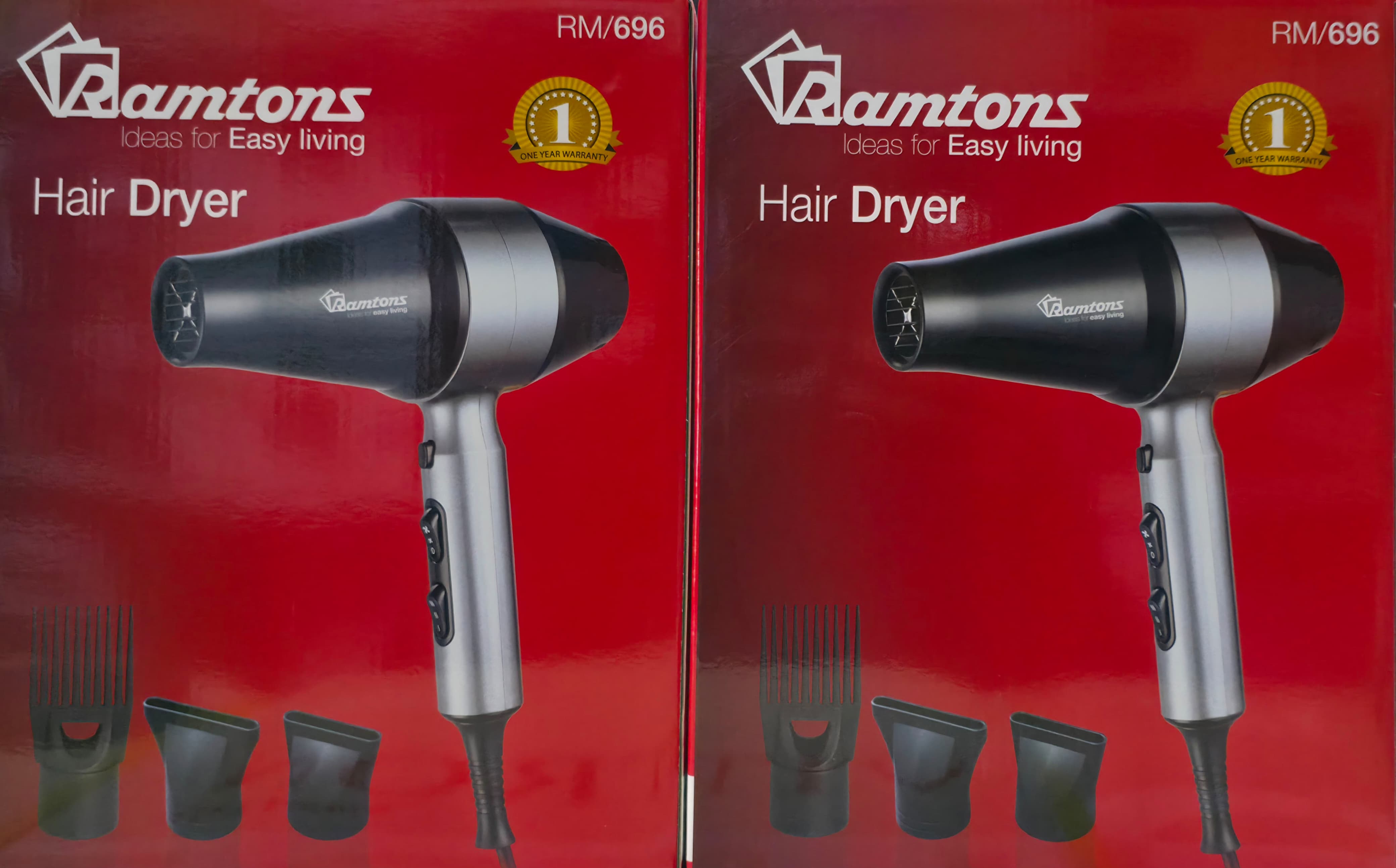 Ramtons RM/696 professional hair dryer with 2 speed settings, cool-shot button and extra long comb attachment 2200W