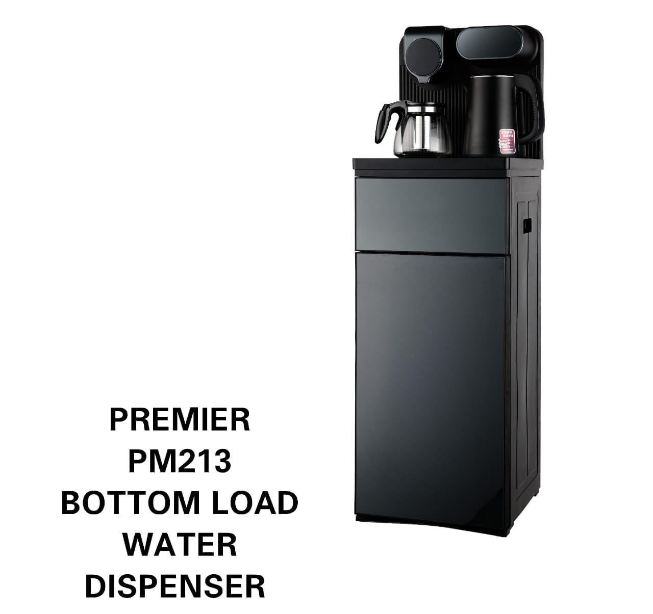 Premier PM-213 hot and normal bottom load water dispenser with coffee maker and boiling water kettle touch and remote control with storage cabinet