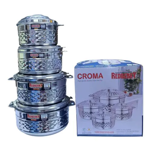 Redberry CROMA Stainless Steel Hotpots Set 4PCS Insulated hotpots 1000ML, 2000ML, 3000ML & 4000ML