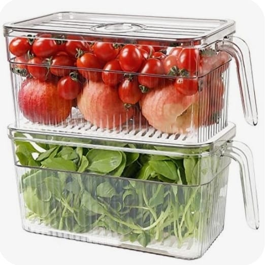 5L Acrylic Fridge Storage Containers with Drain Tray – Clear Food Organize