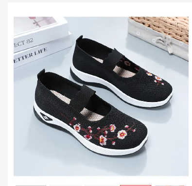 Women's shoes mother walking shoes girls travel shoes ladies mesh sports shoes casual fashion running shoes students sneakers embroidered shallow mouth gym