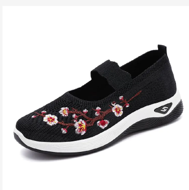Women's shoes mother walking shoes girls travel shoes ladies mesh sports shoes casual fashion running shoes students sneakers embroidered shallow mouth gym