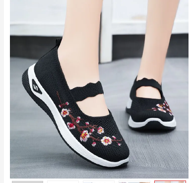 Women's shoes mother walking shoes girls travel shoes ladies mesh sports shoes casual fashion running shoes students sneakers embroidered shallow mouth gym