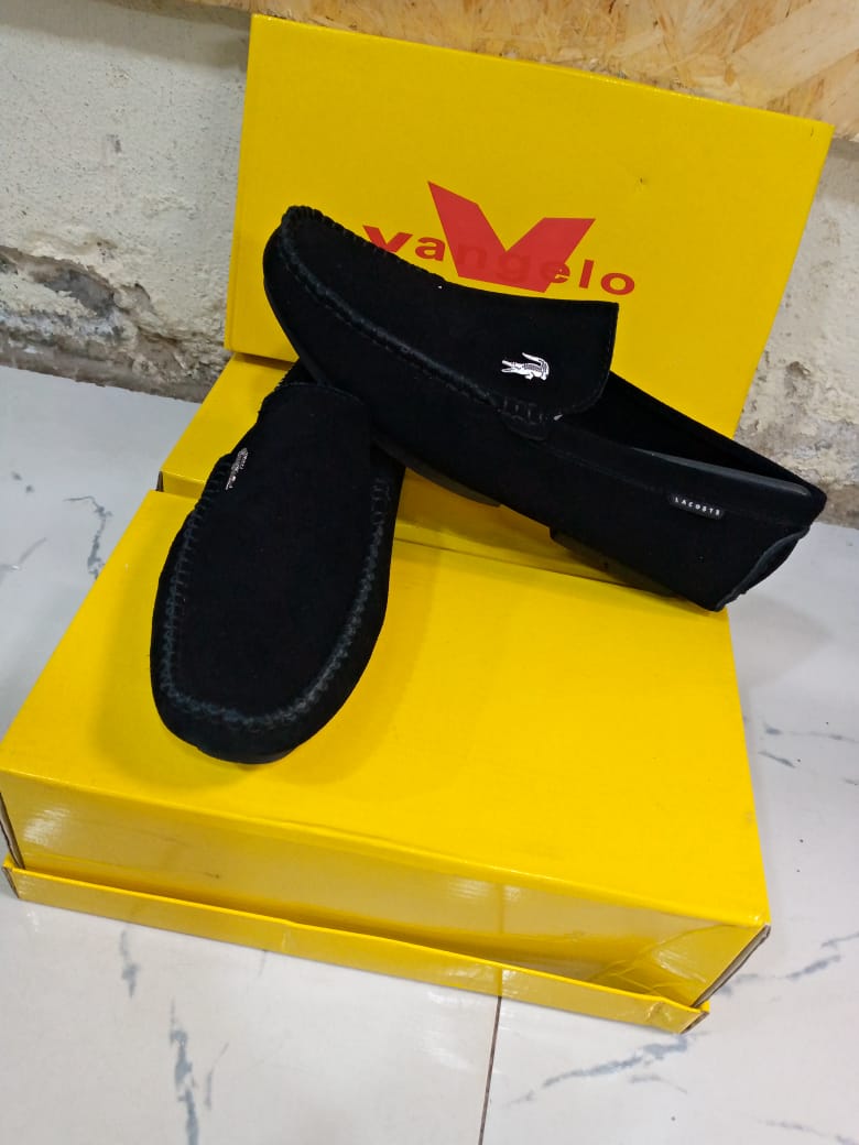 lacoste suede mens loafers shoes black