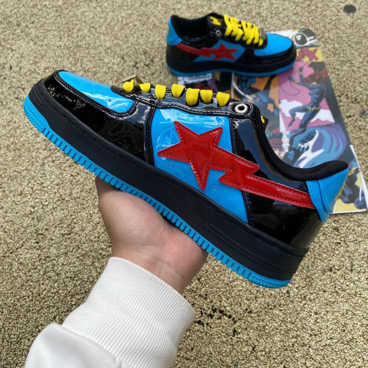 high quality bape star breathable sneaker shoes black as pictured