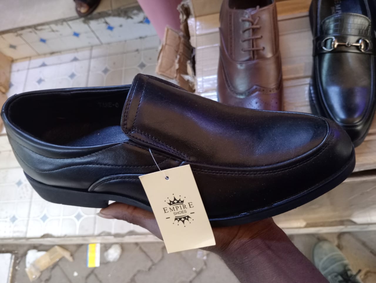 Chocolate laceless oxford official leather shoes with durable leather soles / Office shoe / work shoes/ leather shoes / Official shoes plain