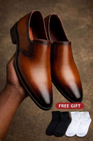 Men Formal Shoes Full leather Leather Brogue Official Shoes Elegant Business Mens Oxford Shoes Brown. FREE Socks Gift Included 🎁