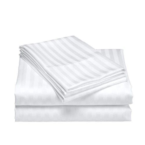 Two White Cotton Stripped Bedsheets 6*6 with Two Pillow Cases White 6*6(also can use for the 5*6 and 4*6 bed)