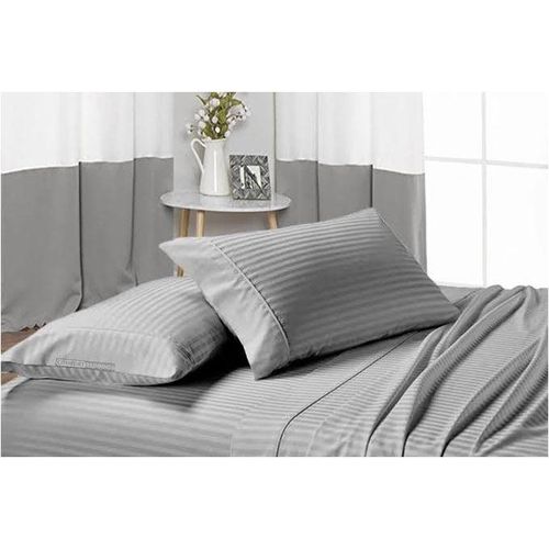 Two Cotton Stripped Bedsheets 6*6 with Two Pillow Cases White 6*6(also can use for the 5*6 and 4*6 bed)