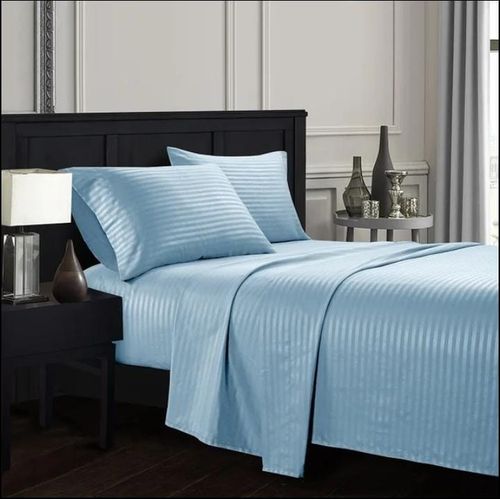 Two Cotton Stripped Bedsheets 6*6 with Two Pillow Cases White 6*6(also can use for the 5*6 and 4*6 bed)