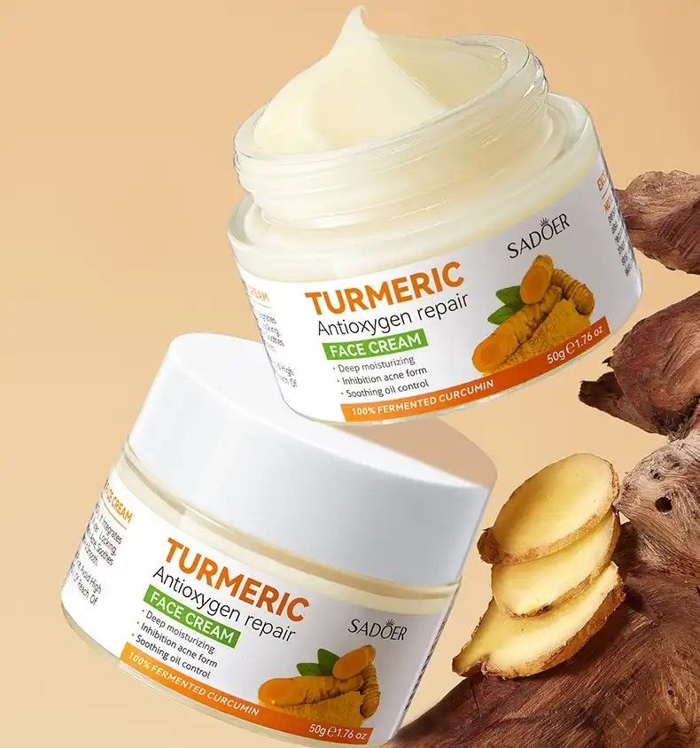 Sadoer Turmeric Cream, Tumeric Cream Anti Oxidation, Face Cream For Deep Moisturizing akin to Vitamin C, Prevents Acnes, Oil Control and Soothing, skin Repair