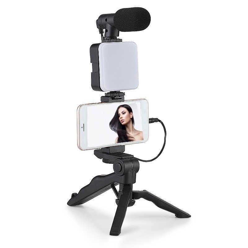 Camera Video Recording Vlogging Kit for Video Making, Mic, Mini Tripod Stand, LED Light & Phone Holder Clip for Making Videos Podcasting