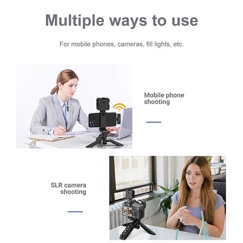 Camera Video Recording Vlogging Kit for Video Making, Mic, Mini Tripod Stand, LED Light & Phone Holder Clip for Making Videos Podcasting