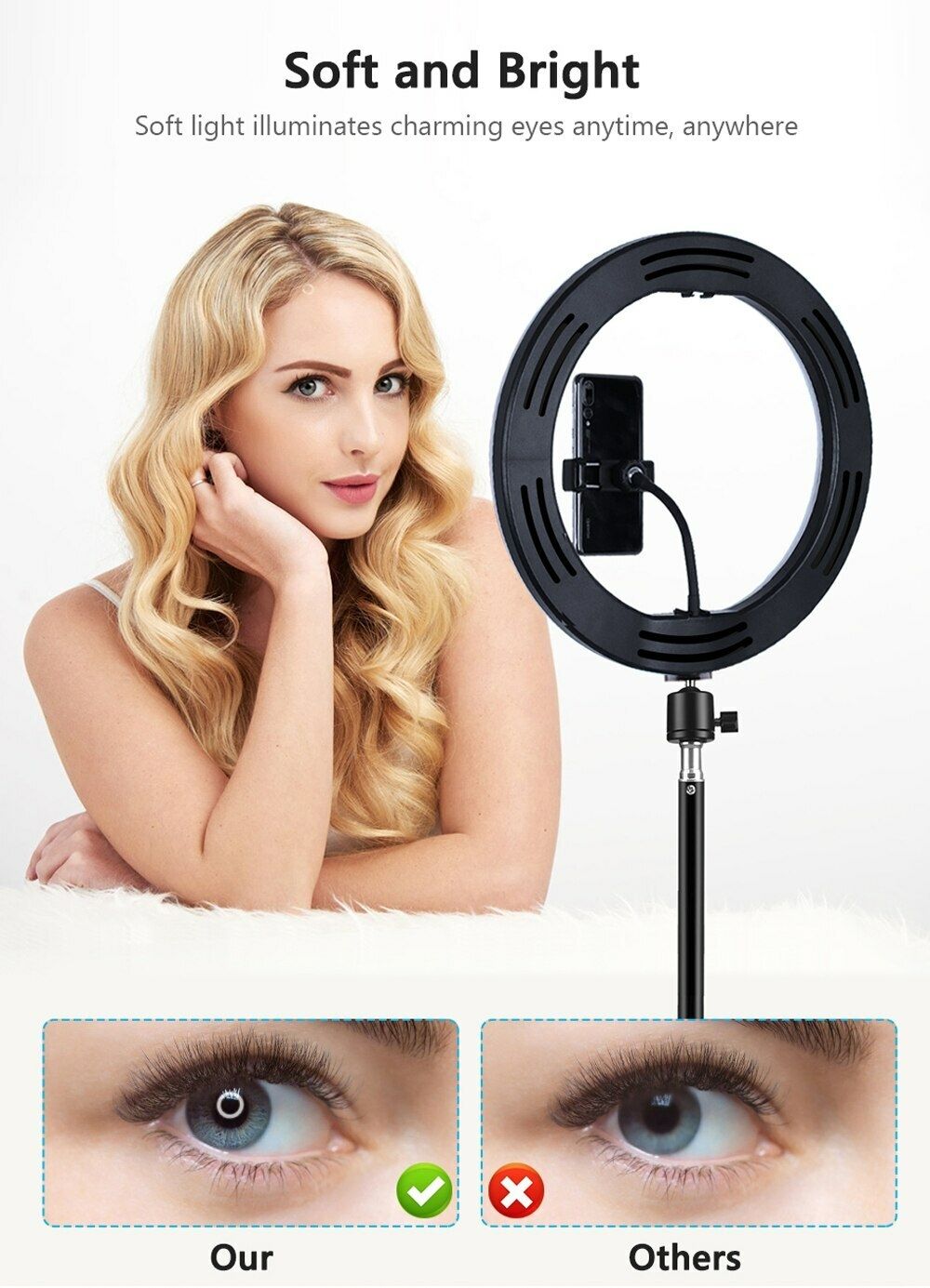 Selfie Ring Light 10 Inch With Tripod Stand & Phone Holder For Live Streaming Makeup LED Fill Light For Selfie Live Stream/Makeup/Youtube/Tiktok
