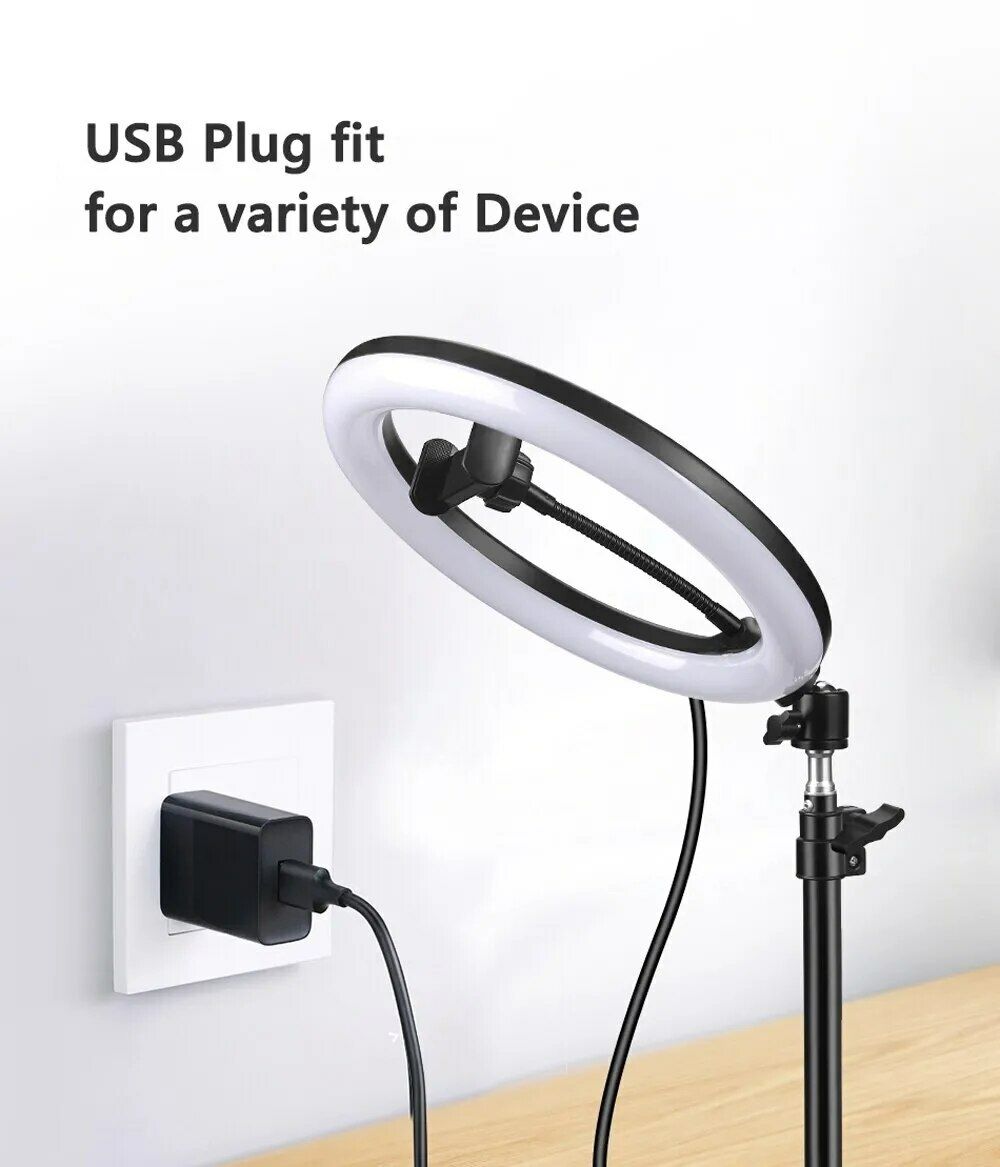 Selfie Ring Light 10 Inch With Tripod Stand & Phone Holder For Live Streaming Makeup LED Fill Light For Selfie Live Stream/Makeup/Youtube/Tiktok