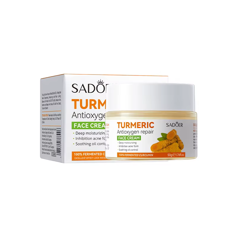 5 in 1 Sadoer Turmeric Set, Tumeric Cleanser + Face Serum +Face Toner + Face Cream + Tumeric Soap, , Helps in Preven Acne, Sooth, Hydrate, Lighten Acne Marks