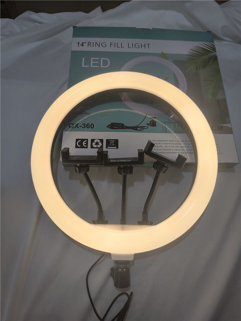 14 inch Ringlight with 3 phone holders and 2.1m stand & three lighting modes
