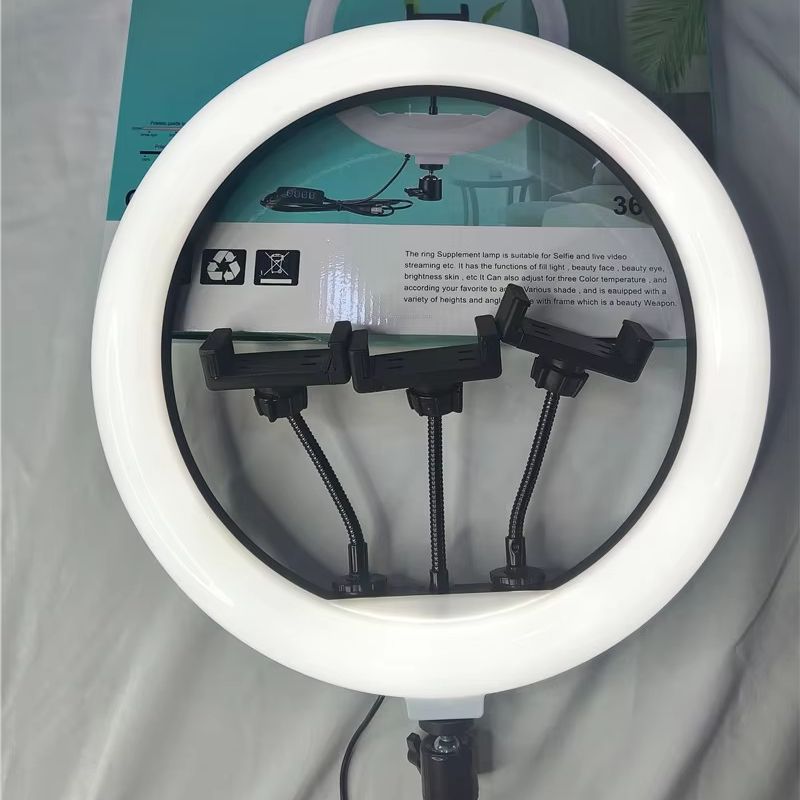 14 inch Ringlight with 3 phone holders and 2.1m stand & three lighting modes
