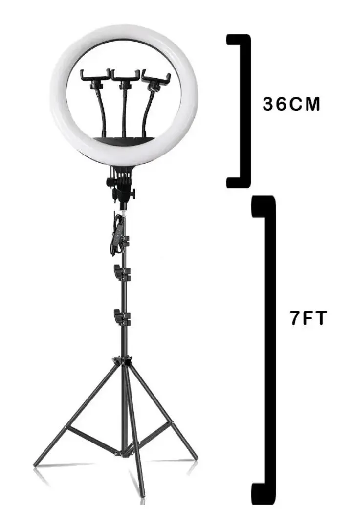 14INCH Selfie LED Ring Light With 2.1M Tripod Stand And Cell Phone Holder For Live Stream/Makeup 12" RINGLIGHT