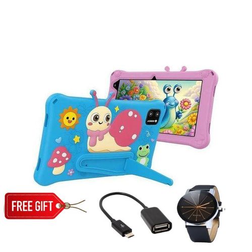 Modio M750 kids tablet 7"inch Display, 256GB ROM + 6GB RAM, 4000mAh Battery Capacity, Android 13 - Blue + Free Web Watch & otg cable