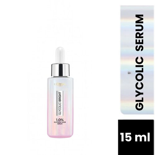 L'Oréal Glycolic Bright Serum, 1% Glycolic Acid, 2% Niacinamide Serum, Visibly Minimizes Spots, Reveals Even Skin Tone, Glycolic Bright Skin, 15ml