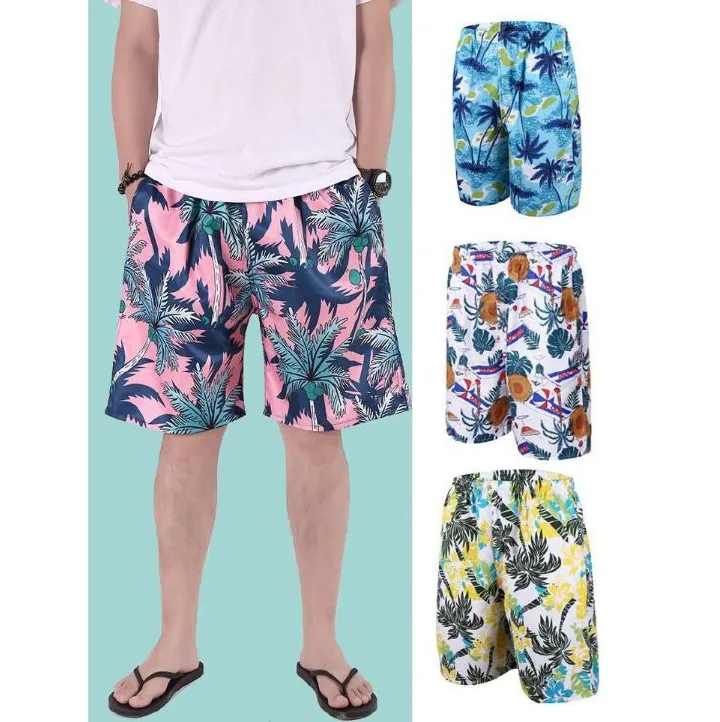 Special Offer: Set of 3 Assorted Men’s Beach Pants – Elastic Waist, Quick-Dry Board Shorts with Large Size Digital Print