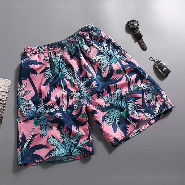 Special Offer: Set of 3 Assorted Men’s Beach Pants – Elastic Waist, Quick-Dry Board Shorts with Large Size Digital Print