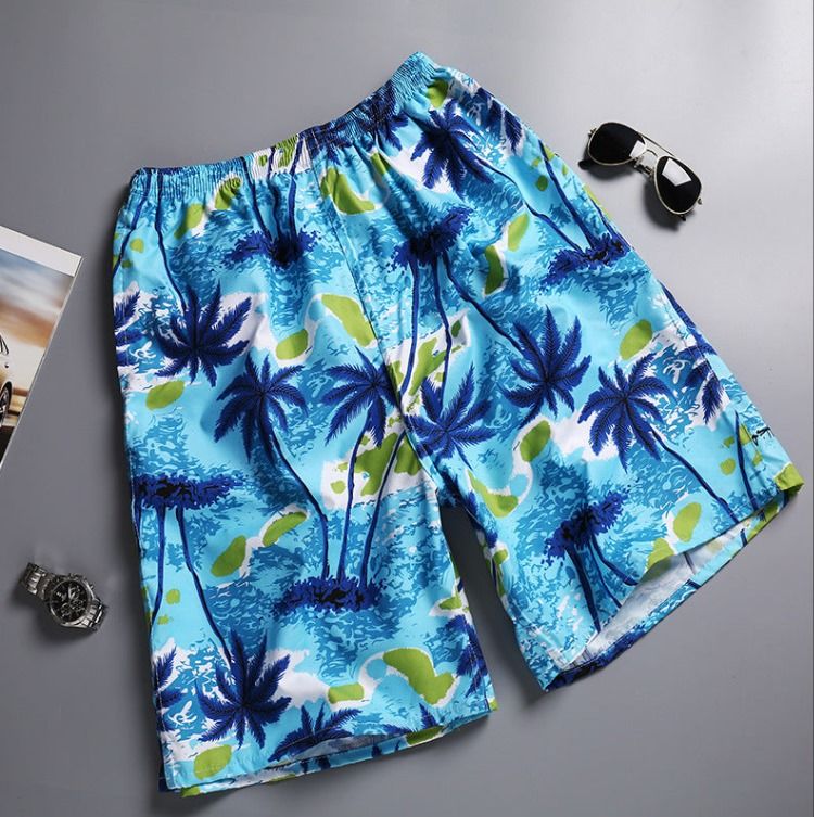 Special Offer: Set of 3 Assorted Men’s Beach Pants – Elastic Waist, Quick-Dry Board Shorts with Large Size Digital Print
