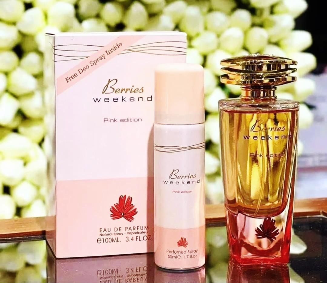 OFFER!!! Berries Weekend Pink Edition Eau de Parfum for Women – 100ml + FREE Deodorant Spray | Fragrance World | Sweet & Feminine Gift Set/Original berries weekend
