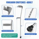 1 Pair Forearm/elbow Crutches for Adults Aluminum Adult Crutches Gray Adjustable Crutches for Men Women, 300 Lb. Weight Capacity, Height Adjustment
1 Pair Forearm/elbow Crutches for Adults Aluminum