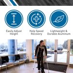 Aluminum Crutches for Adults and Children – Pair of Lightweight, Height Adjustable Crutches – Includes Padded Underarm Cushions, Hand Grips, & Rubber Tips – Max. Weight Capacity 300 lb.