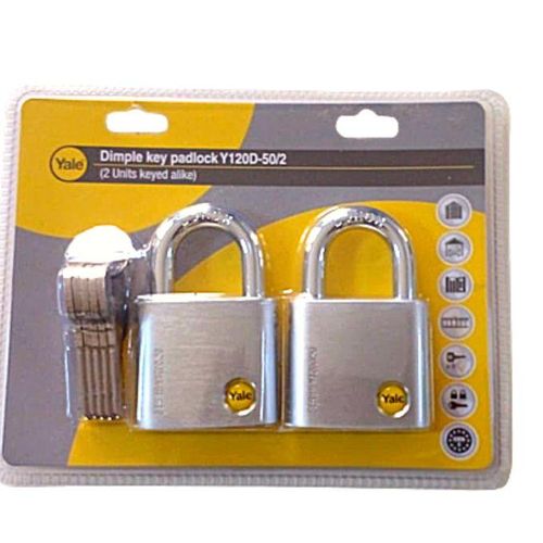 Yale Y120D/2 Dimple-Keyed Padlock-Twin Pack High Security