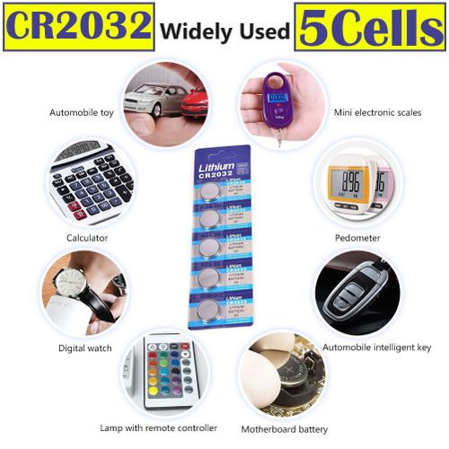 5pcs CR2032 Battery 3V Lithium 5 Cells (CR 2032 / Batteries CR2032 / DL2032 / ECR2032/) For Computer Motherboards, Remotes, LED Lights, Glucometers, Toys, Car Key, Scales.